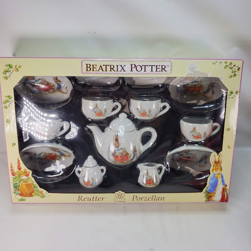 Reutter Porzellan Beatrix Potter Peter Rabbit Child Tea Set White Germany 56.580